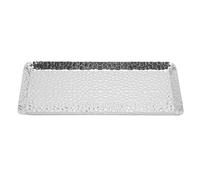 Bandeja Rectangular Martillada, Tocador Rectangular Martillado Con Parte Inferior Acolchada Decorativa Para El Hogar, Bandeja De Servicio De Metal Rectangular Con Bordes Elevados(silver)