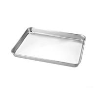 Bandeja rectangular para barbacoa de acero inoxidable con fondo plano para asar carne y verduras, sartén resistente para servir restaurante, S, M, L, XL (S)