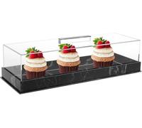 Bandeja Rectangular para Tartas, Soporte Rectangular de acrílico para Tartas con Tapa Transparente, Bandeja Reutilizable para postres, Soportes de té de la Tarde para Fiesta, hogar, Cocina,