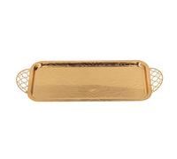 Bandeja rectangular para taza de té, bandeja de acero inoxidable dorado para fruta, comida, postre, bandeja para servir, bandeja de almacenamiento con asa de estrella para boda, restaurante, hogar