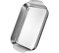 Bandeja rectangular profunda de acero inoxidable para asar - Asador versátil para pavo y pescado - Ideal para cocinar en Acción de Gracias y Navidad - Amplio rango de tamaños - Diseño práctico apto p