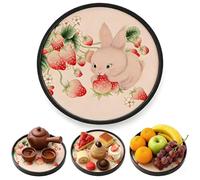 Bandeja redonda, absorción de agua, bandeja para servir, diámetro de 22,3 cm, bandeja de camarero con borde alto, superficie antideslizante, bandeja de gastro para fiestas, bares, cafeterías, hogares