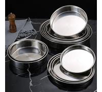 Bandeja redonda de acero inoxidable 201 para hornear pasteles en horno convencional y convección para hornos con acabado espejo (A22CM)