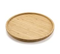 Bandeja Redonda de Bambú, Bandeja de Servicio de Madera, Plato de Madera, Bandeja Decorativa para Mesa de Cocina (25 x 25 x 2 cm)