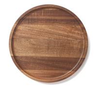 Bandeja Redonda de Madera, Bandeja de Madera de Acacia, Bandeja Decorativa para Mesa de Café, Cocina, Sala de Estar (25 x 25 x 2 cm)