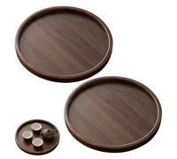 Bandeja redonda de madera, juego de 2 unidades, bandeja redonda para servir, bandeja de madera, bandeja decorativa, 30 x 30 x 2,3 cm, para café, cocina, fruta, bollos