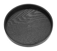 Bandeja Redonda de Madera Maciza, Bandeja de Servicio para Té y Café, Color Negro, Tamaño Opcional - Durable y Ecológica, Bordes Elevados Antiderrames, Ideal para Restaurantes y (yo juzgo)