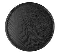 Bandeja Redonda de Madera Maciza, Bandeja de Servicio para Té y Café, Color Negro, Tamaño Opcional - Durable y Ecológica, Bordes Elevados Antiderrames, Ideal para Restaurantes y (21cm)
