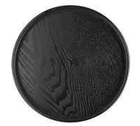 Bandeja Redonda de Madera Natural Café Negro Bocadillos Bandeja de Transferencia de Comidas Bandeja Multiusos para cafetería Restaurante Hotel Hogar Tienda(L 27cm)