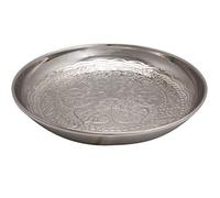 Bandeja redonda de metal marroquí para servir Afet ø 31 cm grande | Bandejas decorativas orientales y platos para teteras, velas o comida de fiesta | Platos grabados en estilo marroquí como decoración
