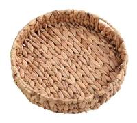 Bandeja Redonda de Mimbre, Bandeja Tejida de Hierba de Calabaza con asa, bandejas Naturales para Servir de 12 Pulgadas para el hogar, Mesa de Centro, Cocina, ratán Redondo
