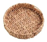 Bandeja Redonda de Mimbre, Bandeja Tejida de Hierba de Calabaza con asa, bandejas Naturales para Servir de 12 Pulgadas para el hogar, Mesa de Centro, Cocina, ratán Redondo