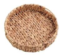 Bandeja Redonda de Mimbre, Bandeja Tejida de Hierba de Calabaza con asa, bandejas Naturales para Servir de 12 Pulgadas para el hogar, Mesa de Centro, Cocina
