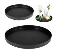 Bandeja Redonda Decorativa, 20cm y 25cm Bandeja Decorativa de Metal, Bandejas Decorativas Redondas, para Maquillaje, Joyas, Perfumes, Adornos Y Organizadores