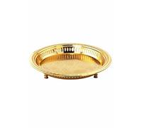 Bandeja Redonda Juman de Metal, 40 cm Grande, Color Dorado, Cuenco Decorativo Oriental Con Borde Alto, Bandeja para Servir Marroquí, Decoración en la Mesa