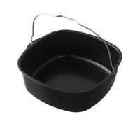 Bandeja redonda para hornear freidora de aire de 8 pulgadas de profundidad, cesta para pudín, lasañas, asar, acero sin revestimiento (8 pulgadas)