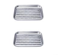 Bandeja reutilizable para parrilla de gas y carbón, 34 x 24 cm, diseño de acero inoxidable para una distribución óptima del calor (2 unidades)