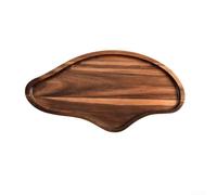 Bandeja rústica de madera para servir pan y postres, bandeja hecha a mano con acabado suave para servir té, aperitivos o como organizador decorativo (L)