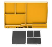 Bandeja S para reparación RC, bandeja de aluminio y piezas con 4 almohadillas, herramienta de adsorción portátil para tuercas Ss Wadeal para vehículos RC (Gold)