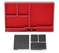 Bandeja S para reparación RC, bandeja de aluminio y piezas con 4 almohadillas, herramienta de adsorción portátil para tuercas Ss Wadeal para vehículos RC (Red)
