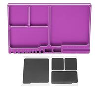 Bandeja S para reparación RC, bandeja de aluminio y piezas con 4 almohadillas, herramienta de adsorción portátil para tuercas Ss Wadeal para vehículos RC (Purple)