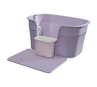 bandeja sanitaria Inodoro for gatos, lavabo semicerrado for arena for gatos, bandeja de arena for mascotas grande y abierta portátil, orinal for gatos pequeños y medianos, tablero de pedales morado