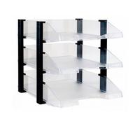 Bandeja Sobremesa Archivo 2000 Plastico Transparente Con Elevadores Negro Conjunto De 3 Bandejas 280X285X350 Mm