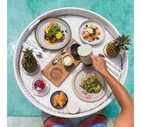 Bandeja tejida flotante para piscina y spa, ideal para ocio, relajación y celebración de artículos esenciales en fiestas o bancos de arena
