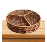 Bandeja trenzada genérica - Bandeja para servir frutas secas y caramelos, cesta de ratán | Bandeja para salón, accesorio de cocina vintage, organizador de escritorio reutilizable