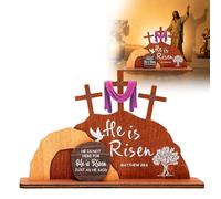 Bandeja vacía de madera para tumba de Pascua, incluye adorno decorativo de Pascua, escena de resurrección, adorno para el hogar/escritorio 061906