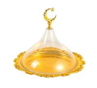 Bandeja versátil de exhibición de alimentos con cubierta acrílica resistente al polvo y soporte de metal, adecuada para servir alimentos