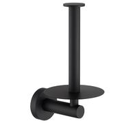 Bandeja Vertical para Papel higiénico, Aomasi 304 de Acero Inoxidable con Placa Redonda, dispensador de Rollo de Papel de Cocina Negro Mate montado en la Pared