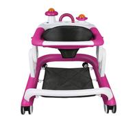 Bandeja y Reposapiés, Andador Bebes 3 en 1 con Zona de Juegos, Ruedas Silenciosas de 360°, Plegable y Resistente, Apto para Niños a Partir de 6 Meses, 70 * 56 * 42 cm - Rojo