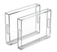 Bandejas de acrílico para exhibición | 2 Piezas con Asas Decorativas,Organizador Rectangular Antiderrames,para baño, Cocina, cafetería, Comedor, postres