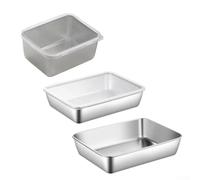 Bandejas de almacenamiento de alimentos de acero inoxidable con cubierta de plástico, aptas para cocinas y restaurantes (B)