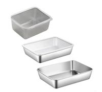 Bandejas de almacenamiento de alimentos de acero inoxidable de grado profesional con cubierta de plástico para uso en cocina (A)