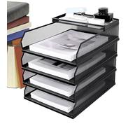 Bandejas de archivo, organizador de papel de 12.6 x 9.8 x 9.05 pulgadas, bandeja de almacenamiento de papeles apilable, estante de almacenamiento de documentos de malla de papel A4, estante de