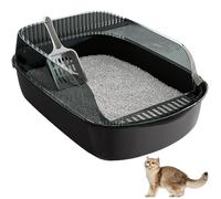 Bandejas de Arena para Gatos Grandes 12 litros PP profundizan la Caja de Arena para Gatos con Inodoro Resistente a Manchas de Doble Capa Anti -Brote de cucharadas para Suministros, Regalo de propieta