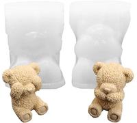 Bandejas De Cubitos De Hielo,Molde De Silicona Oso De Hielo,Molde Para Hielo Esferas Y Cubos Grandes Bandejas,Molde 3D Osito,Diy Hornear Pastel Jabón Perfumado Vela Café Leche Té Caramelos Decoración