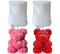 Bandejas De Cubitos De Hielo,Molde De Silicona Oso De Hielo,Molde Para Hielo Esferas Y Cubos Grandes Bandejas,Molde 3D Osito,Diy Hornear Pastel Jabón Perfumado Vela Café Leche Té Caramelos Decoración