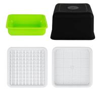 Bandejas de cultivo de microvegetales de 10x12 pulgadas con 100 agujeros. Kit de cultivo de brotes con cubierta de sombra, plato de siembra, plato de malla y bandeja de agua. Bandeja reutilizable