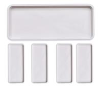Bandejas de Goteo para Plantas, Bandeja Plastico Grande, Moldeada en Una Sola Pieza, Diseño de Borde Expandido, para Uso en Interiores y Exteriores (5 Unidades)(White,39x16x2cm/15x6x0.8in)