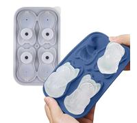 Bandejas de hielo cubiertas, moldes de hielo con formas divertidas | Molde de silicona bulldog francés bandeja de hielo de 4 agujeros,Molde de hielo con tapa para hacer chocolate, helado,