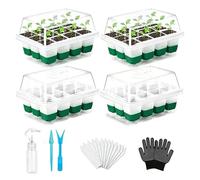Bandejas de inicio de plántulas - 12 rejillas universales ajustables con ventilación de humedad | Bandejas de cultivo de drenaje de plantas de jardinería | para jardín, granja, patio, balcón, césped