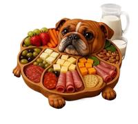 Bandejas De Madera - Divertidos Utensilios Para Servir Para Perros, Tablero Con Múltiples Compartimentos | Construcción De Madera Maciza, Tamaño De 38 Cm, Exhibición De Postres De Dulces, Frutas Y Car