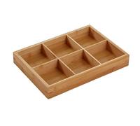 Bandejas de madera divididas para alimentos, bandejas de madera para servir, bandejas organizadoras de cajones, bandeja dividida para suministros de artes y manualidades, flores, (6 compartimentos)