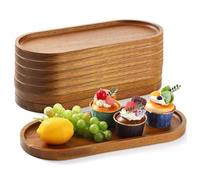 Bandejas de madera para servir charcutería, platos ovalados de madera, platos de madera para servir queso, platos a granel para postres, aperitivos, pan, aperitivos de frutas (35 x 14 cm, 8 unidades)