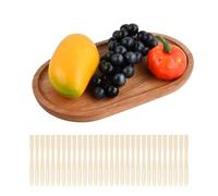 Bandejas de Madera para Servir, Platos Ovalados de Madera Tablero, Tablas de Charcutería para Bocadillos Queso Salchichas Frutas Té, Bandeja Decorativa para Sala de Estar Mesa de Centro Baño, 25x15cm