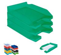 Bandejas de Oficina Apilables - Organizador Oficina para Folios - Organizador de Archivos Escritorio Color Transparente Verde Kiwi OFFICEPAPER Pack (3 Bandejas)