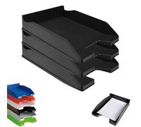 Bandejas de Oficina Apilables - Organizador Oficina para Folios - Organizador de Archivos Escritorio Color Negro OFFICEPAPER Pack (3 Bandejas)